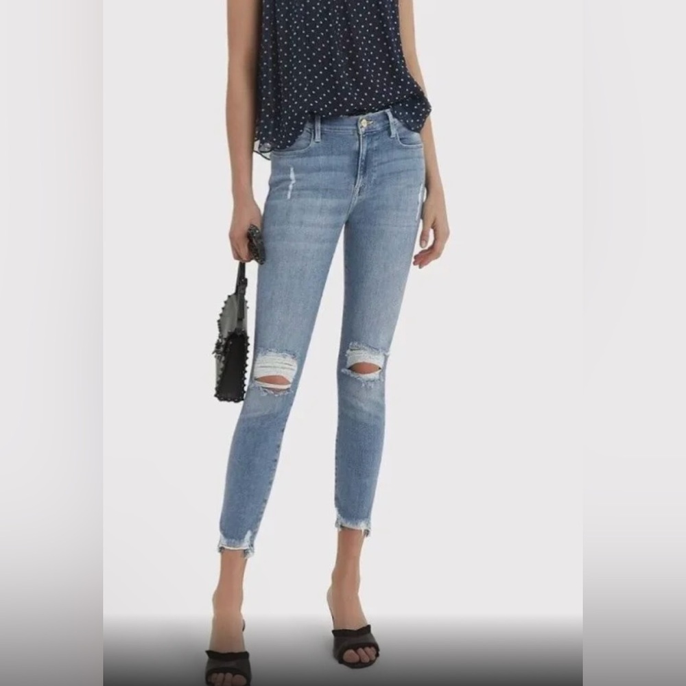 Frame le high skinny crop jeans distressed size 25